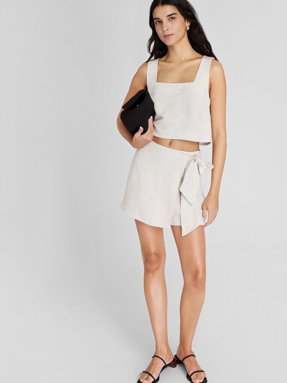 Club Monaco Cream Wrap Skort Linen Look
